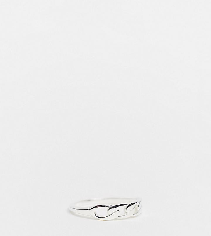 Asos Design Sterling Silver Ring In Curb Chain Design