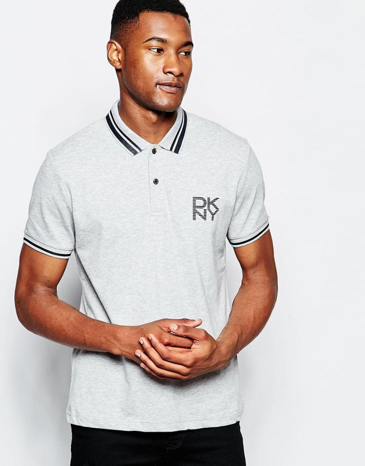 Dkny Polo Shirt Rubber Chest Logo - Gray