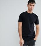 Asos Tall Longline T-shirt With Crew Neck In Black - Black