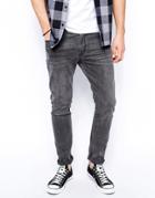 Asos Super Skinny Jeans In Dark Gray Wash - Gray