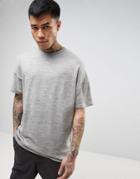 Asos Oversized T-shirt In Gray Heavyweight Knitted Jersey - Gray