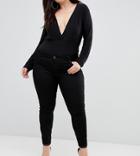 Asos Design Curve Lisbon Mid Rise Skinny Jeans In Clean Black