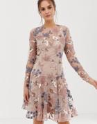 Bronx And Banco Aurora Heavy Embellished Mini Dress - Pink