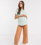 Asos Design Maternity High Rise 'easy' Wide Leg Jean In Washed Tobacco-brown