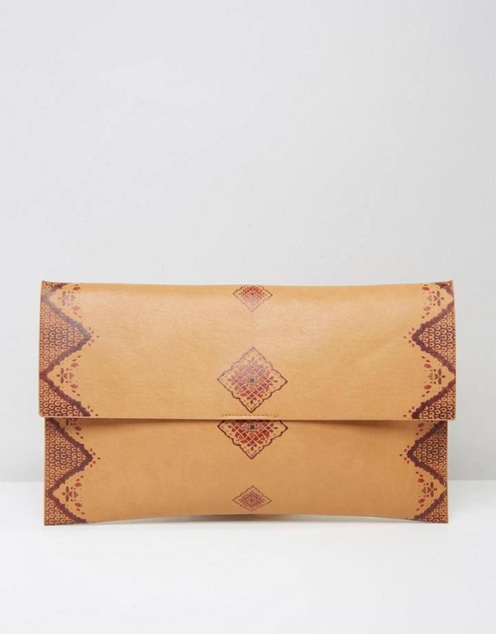 Gracie Roberts Embossed Clutch Bag - Tan