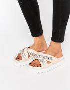 Asos Founded Chain Flat Sandals - Nude