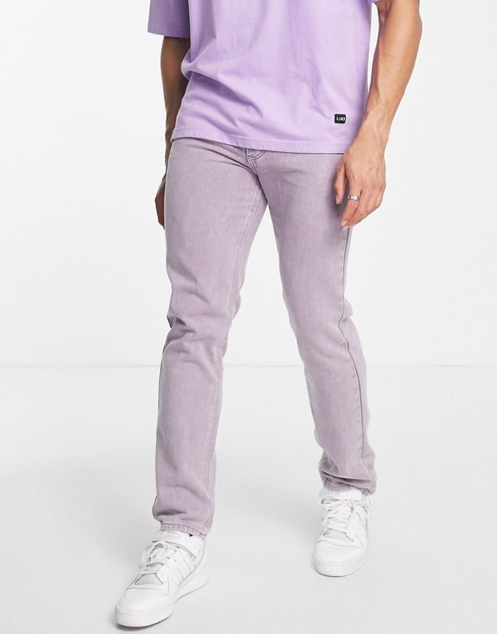 Liquor N Poker Straight Leg Jeans In Washed Purple Denim - Part Of A Set-gray