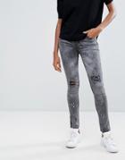 Pieces Rika Skin Tight Raw Ankle Jeans - Gray