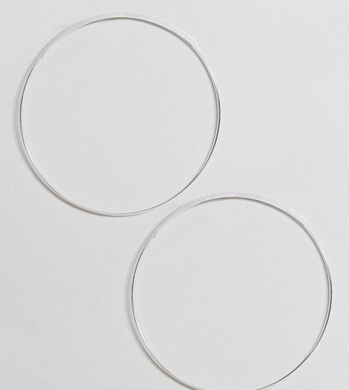 Asos Sterling Silver Open Thread Through 50mm Hoop Earrings - Silver