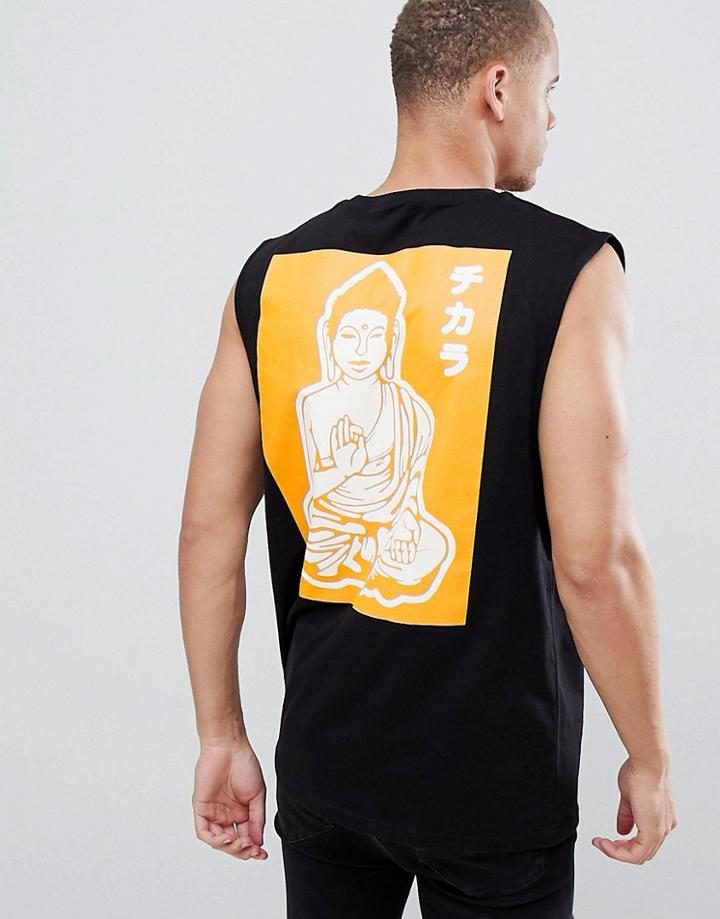 Hnr Ldn Back Print Sleeveless T-shirt Tank - Black