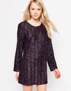 Jovonna Patrice Shift Dress In Sequins With Open Back - Multi