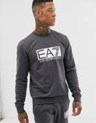 Ea7 Large Logo Crew Neck Sweat In Dark Gray - Gray
