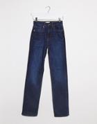 Only Nahla High Waisted Straight Leg Jeans In Dark Blue-blues