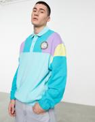 Asos Design Oversized Rugby Sweatshirt In Blue Blocking With Chest Print-multi