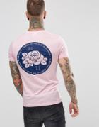 Hype T-shirt In Pink With Rose Back Print - Pink