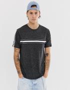 Asos Design Relaxed T-shirt In Linen Look Fabric With Contrast Taping-black