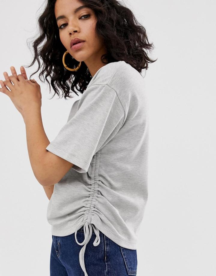 Asos White Ruched Side Detail T-shirt-gray