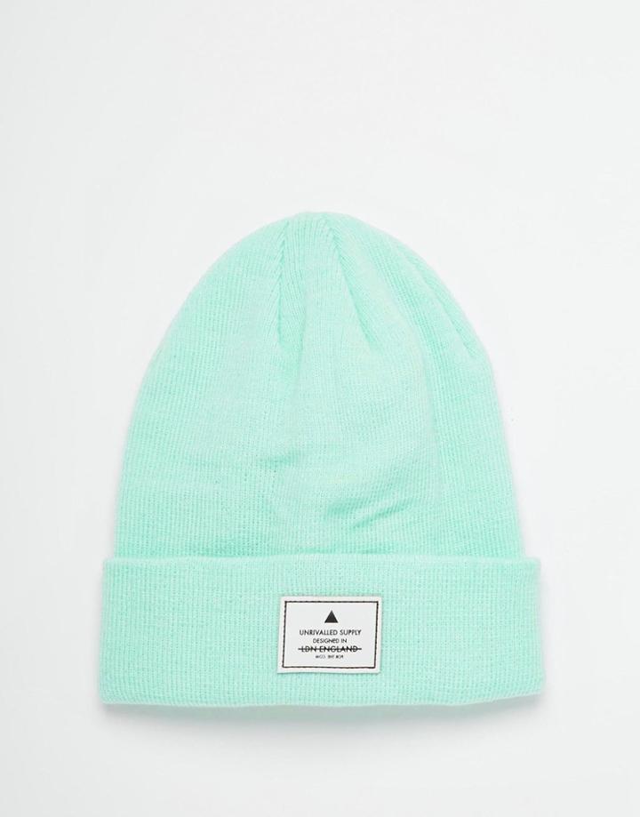 Asos Patch Beanie In Mint Green - Mint Green