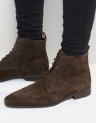 Zign Suede Lace Up Boots - Brown