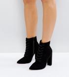 Asos Electronic Wide Fit Lace Up Heeled Ankle Boots - Black