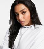Asos Weekend Collective Curve Oversized T-shirt With Long Sleeve With Puff Print Logo In White