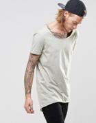 Asos Super Longline T-shirt With Circle Hem In Gray - Gray