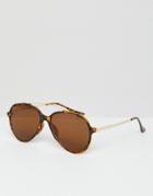 7x Animal Print Sunglasses With Wire Detail - Brown