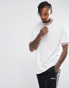 Asos Oversized T-shirt In Pique With Contrast Tipping In White - White