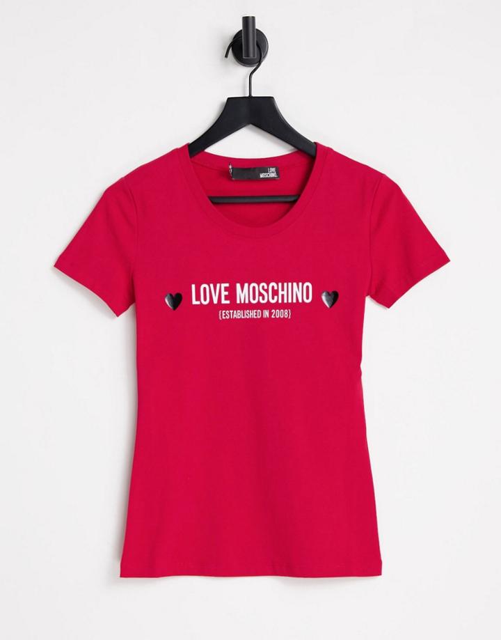 Love Moschino Core Logo T-shirt In Red