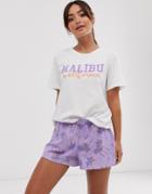 Asos Design Malibu Short And T-shirt Set - Multi