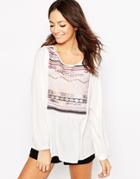 Only Boho Top With Embroidered Neckline - Cloud Dancer