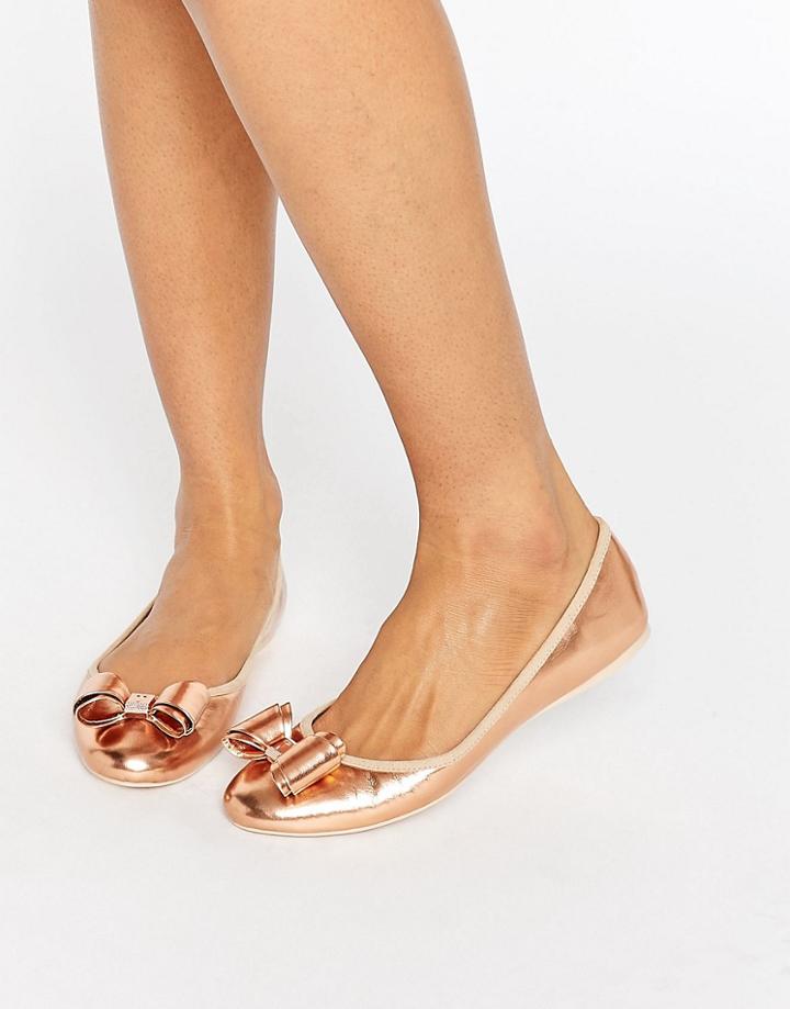 Ted Baker Immet Rose Gold Ballet Flats - Gold