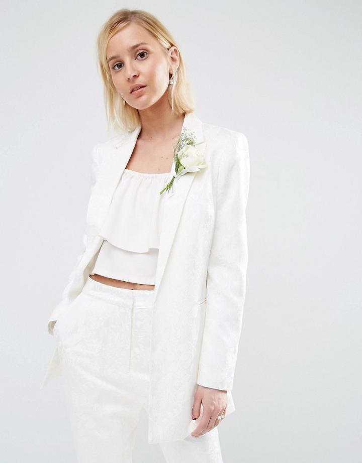 Asos Bridal Jacquard Blazer - White