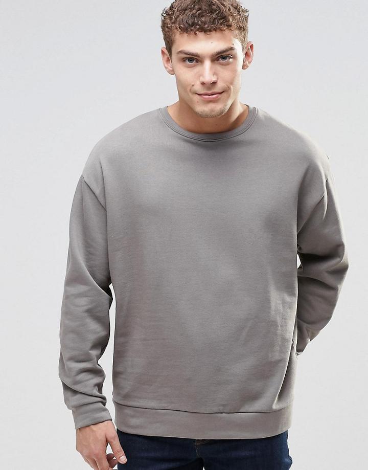 Asos Oversized Sweatshirt In Gray - Storm Cloud