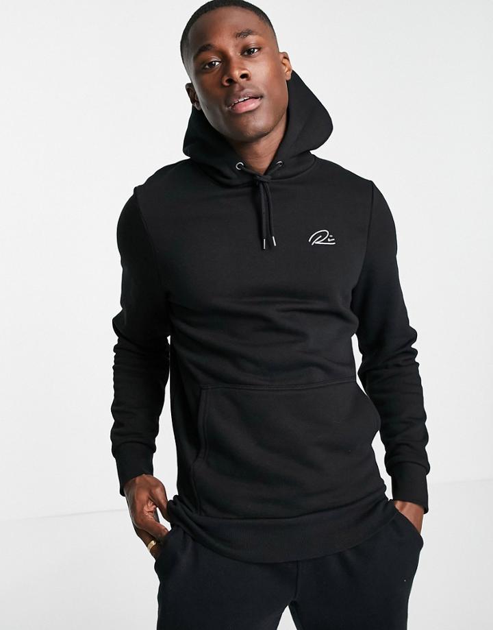 River Island Script Muscle Fit Hoodie In Black