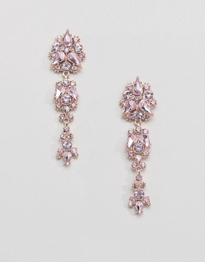 Lipsy Rose And Pink Cluster Earrings - Gold