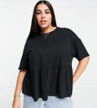 Asos Design Curve Oversized Casual Smock Top In Black