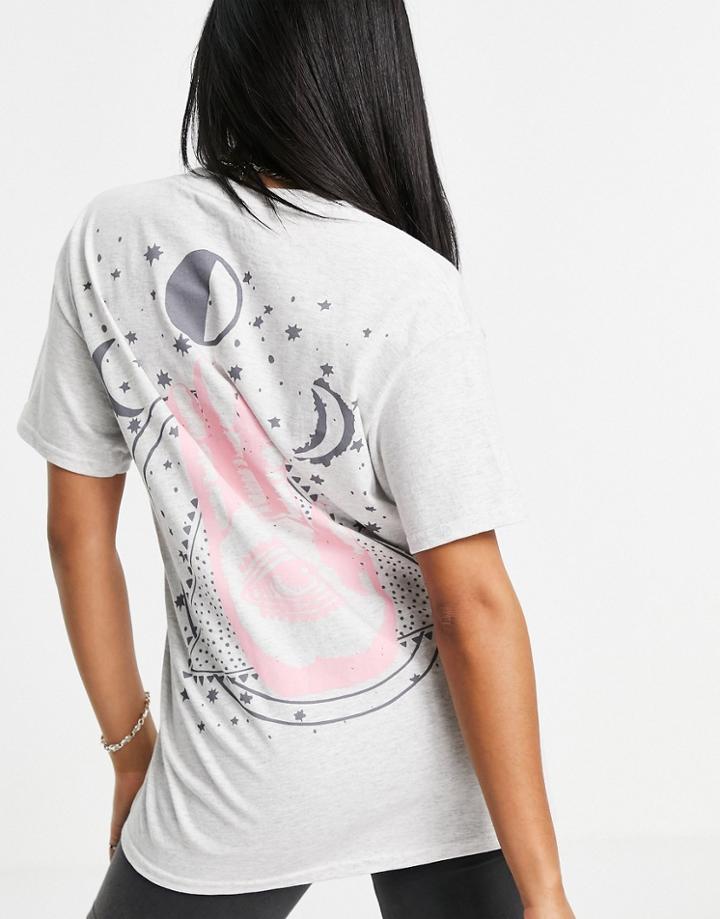 Hnr Ldn Oversized T-shirt With Palm Graphic Back Print In Gray-grey