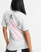 Hnr Ldn Oversized T-shirt With Palm Graphic Back Print In Gray-grey