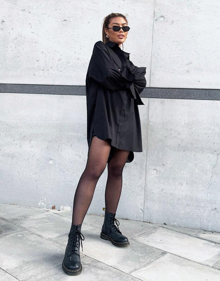 Asos Weekend Collective Mini Shirt Dress In Black