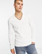 Asos Design Knitted Cotton Revere Polo Sweater In White