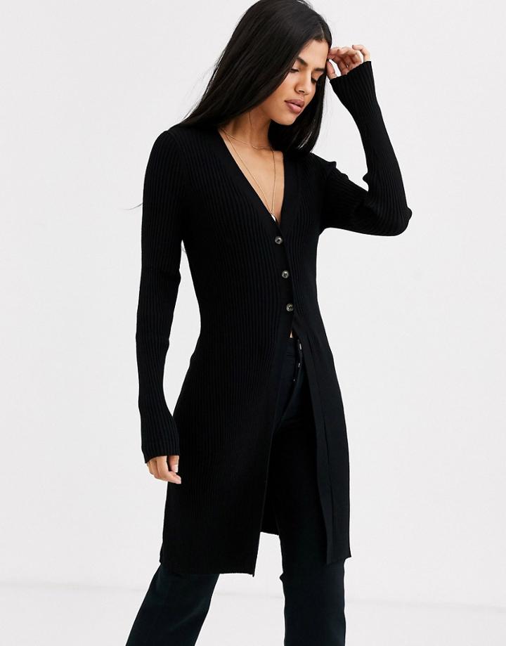& Other Stories Ribbed Midi Cardigan In Black