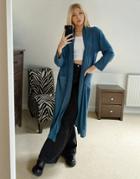 The Wellness Project Lounge Supersoft Ribbed Longline Cardigan In Navy