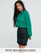 Sister Jane Petite Tie Up Bow Blouse - Green