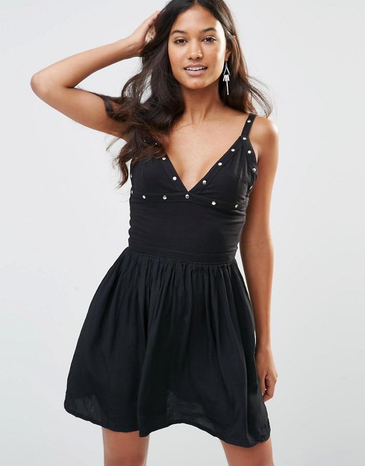 Motel Grace Dress With Stud Detail - Black