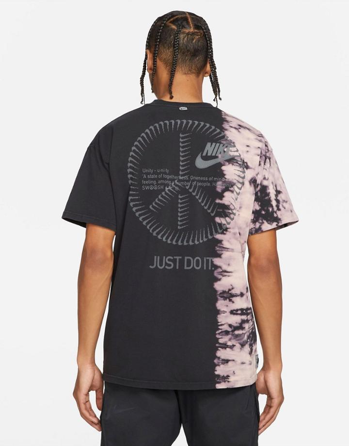 Nike Unity Swoosh Ombre Acid Wash T-shirt In Black