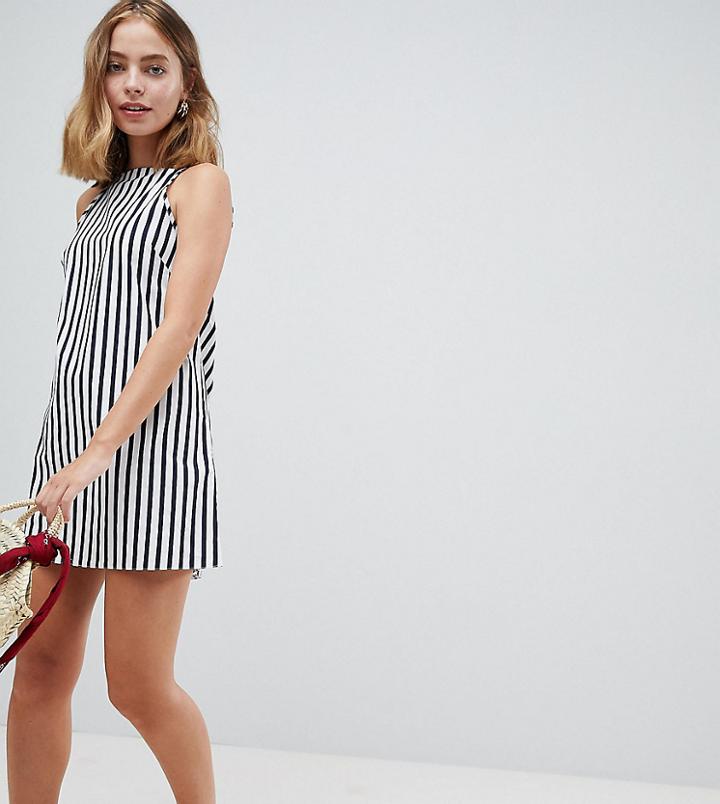 Asos Design Petite Scoop Back Sundress In Bold Stripe - Multi