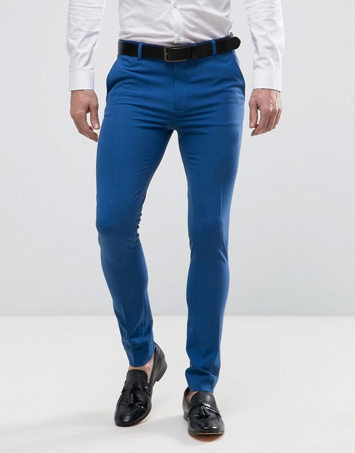 Asos Extreme Super Skinny Smart Pants In Blue - Blue