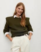 Mango Shoulder Detail Sweater In Khaki-green