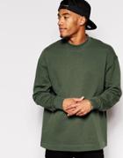 Asos Oversized Sweatshirt With Turtleneck - Green